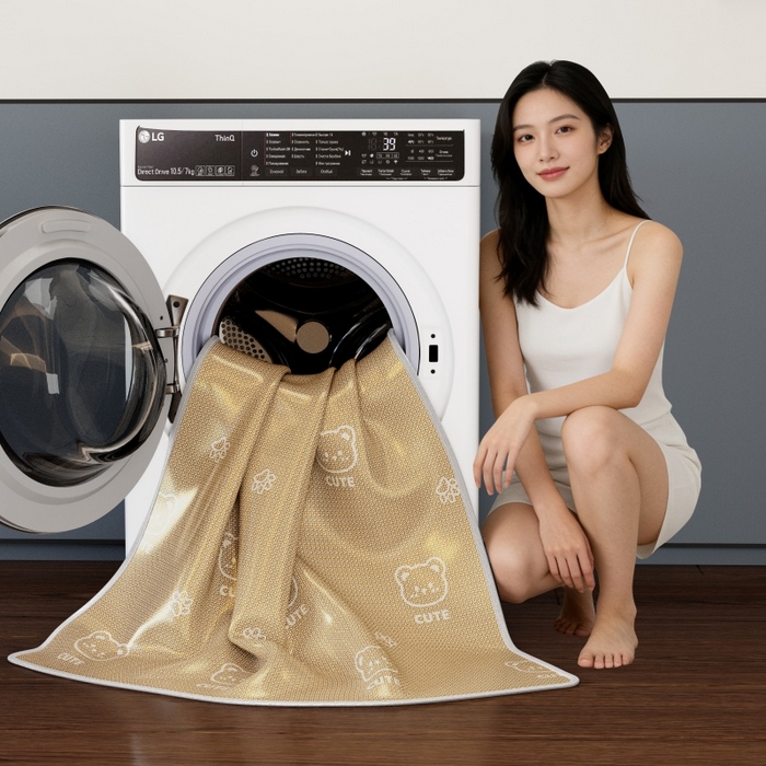 91家纺网 家纺一手货源 找家纺 好福居 2026新款A类冰感抑菌印花冰丝席凉席-床笠款-床席款 开心小熊咖-床笠款