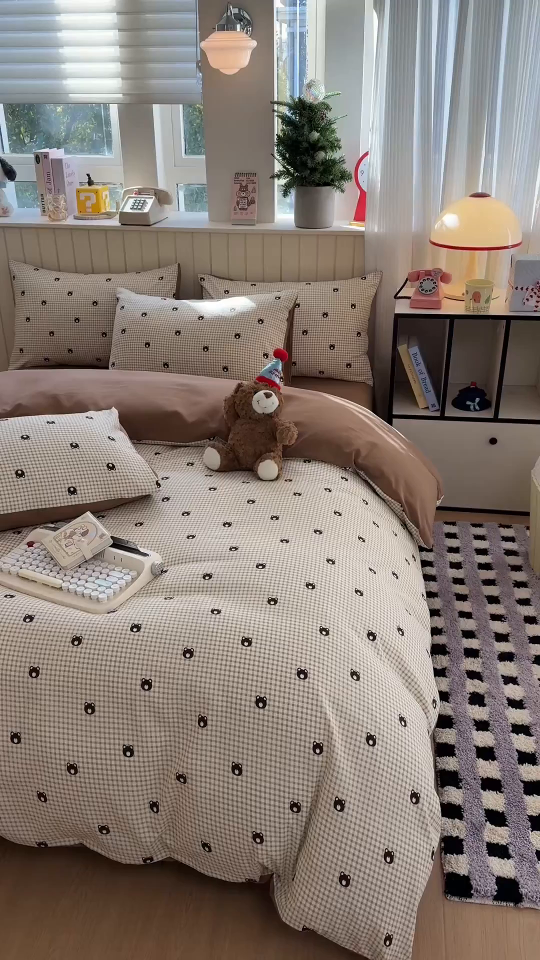 91家纺网 家纺一手货源 找家纺 鑫佳居 2026新款古法仿棉小清新印花四件套 格调熊