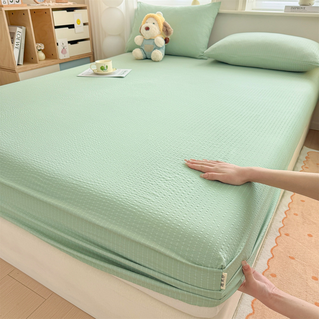 91家纺网 家纺一手货源 找家纺 （总）优眠坊 2026春夏新款泡芙纱印花单床笠 床笠单件