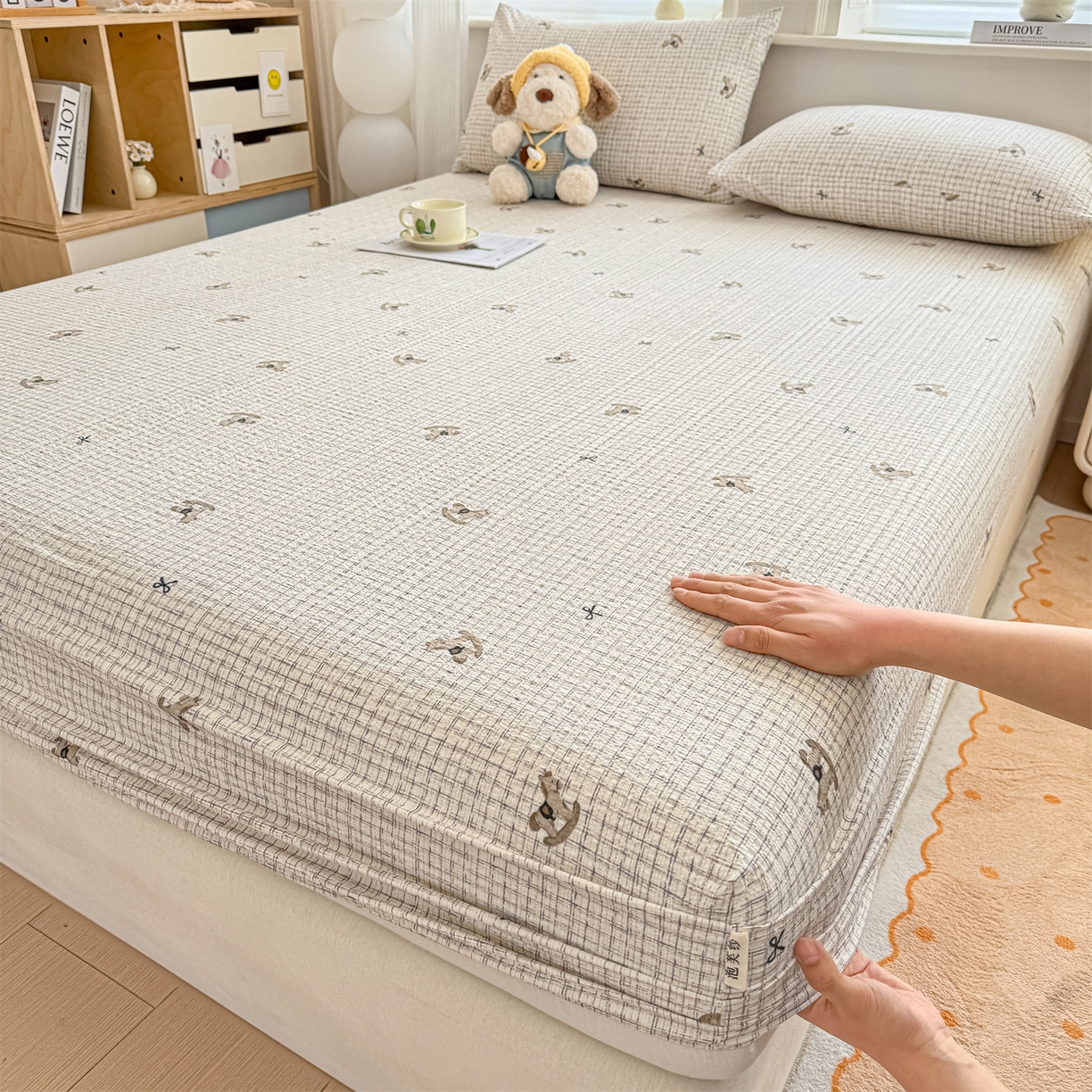 91家纺网 家纺一手货源 找家纺 （总）优眠坊 2026春夏新款泡芙纱印花单床笠 床笠单件