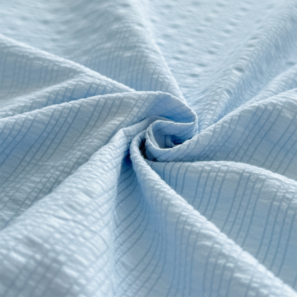 91家纺网 家纺一手货源 找家纺 优眠坊 2026春夏新款泡芙纱印花单床笠 床笠单件 冰川蓝-单层