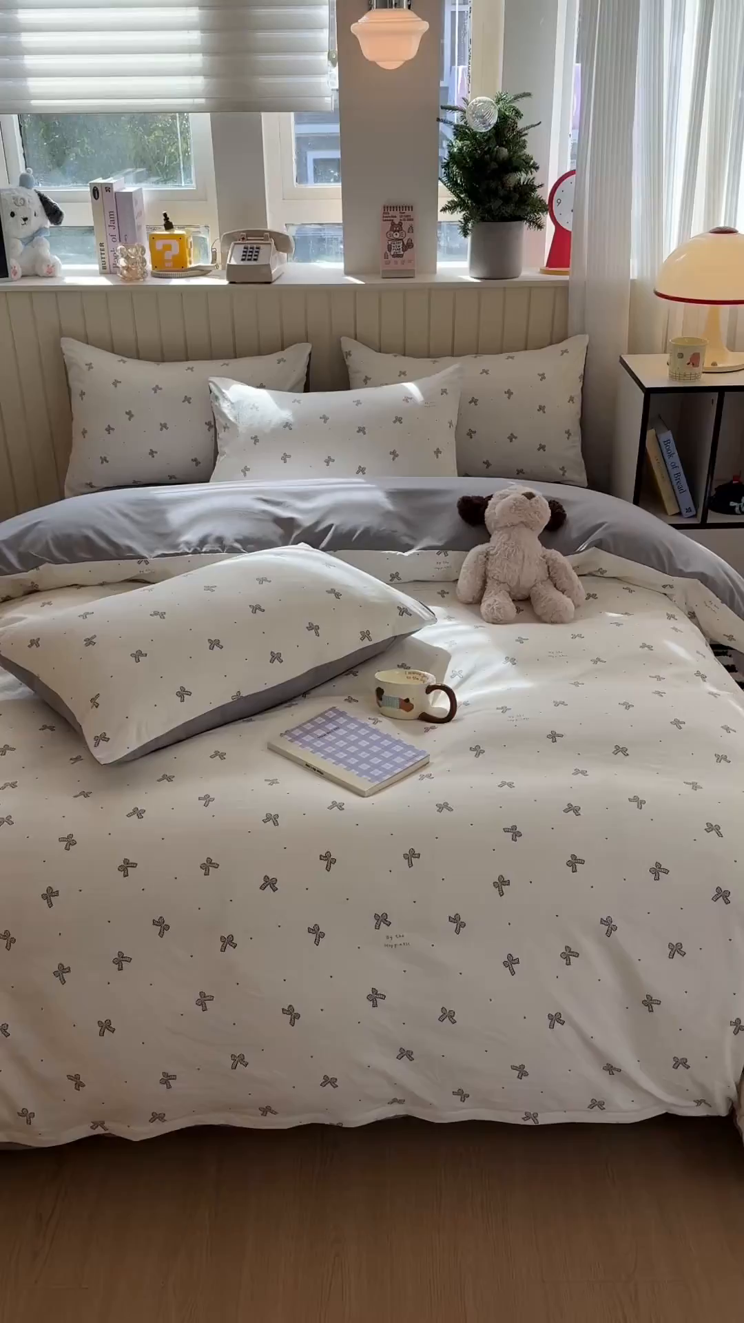 91家纺网 家纺一手货源 找家纺 鑫佳居 2026新款古法仿棉小清新印花四件套 灰蝴蝶