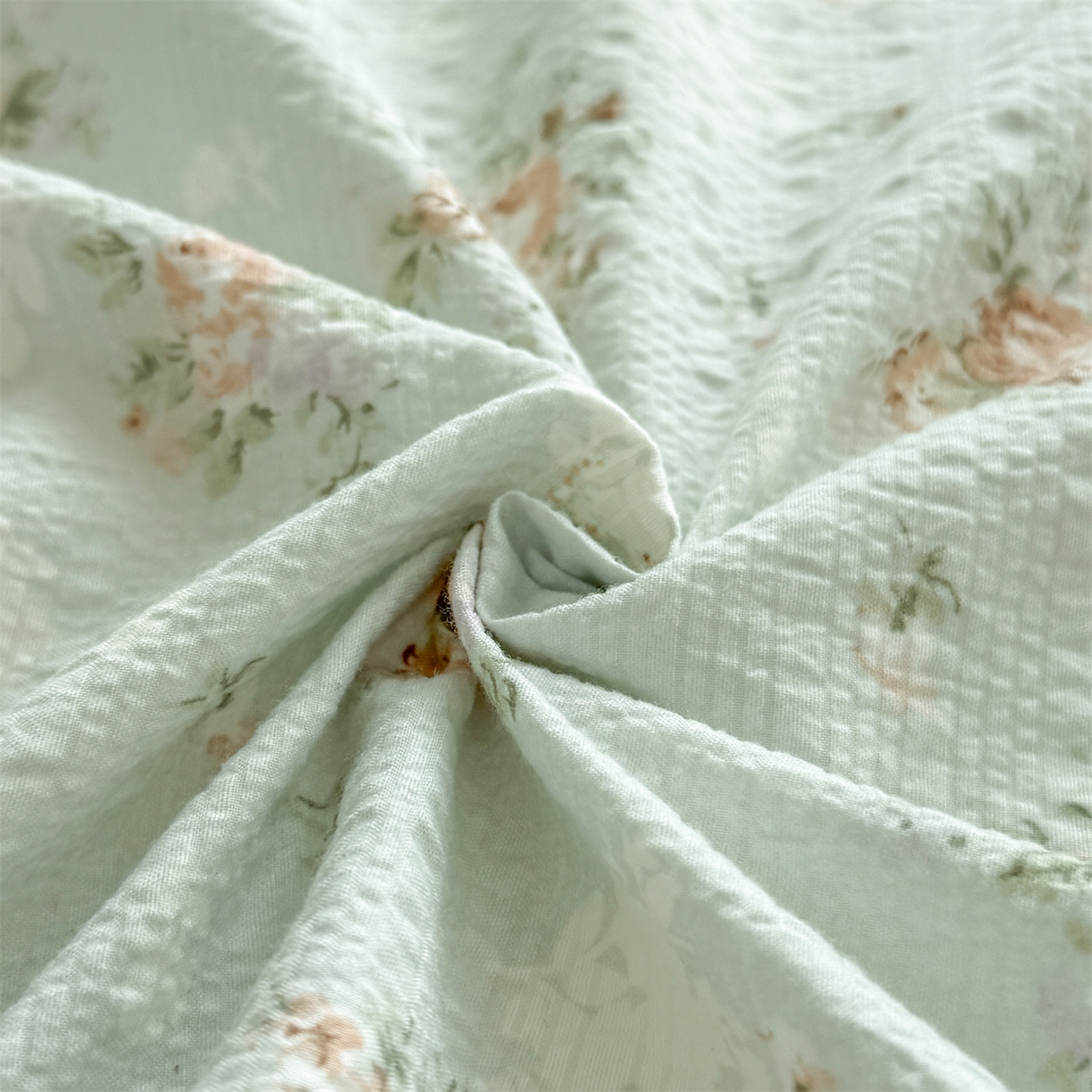 91家纺网 家纺一手货源 找家纺 优眠坊 2026春夏新款泡芙纱印花单床笠 床笠单件 柔情蜜意-单层