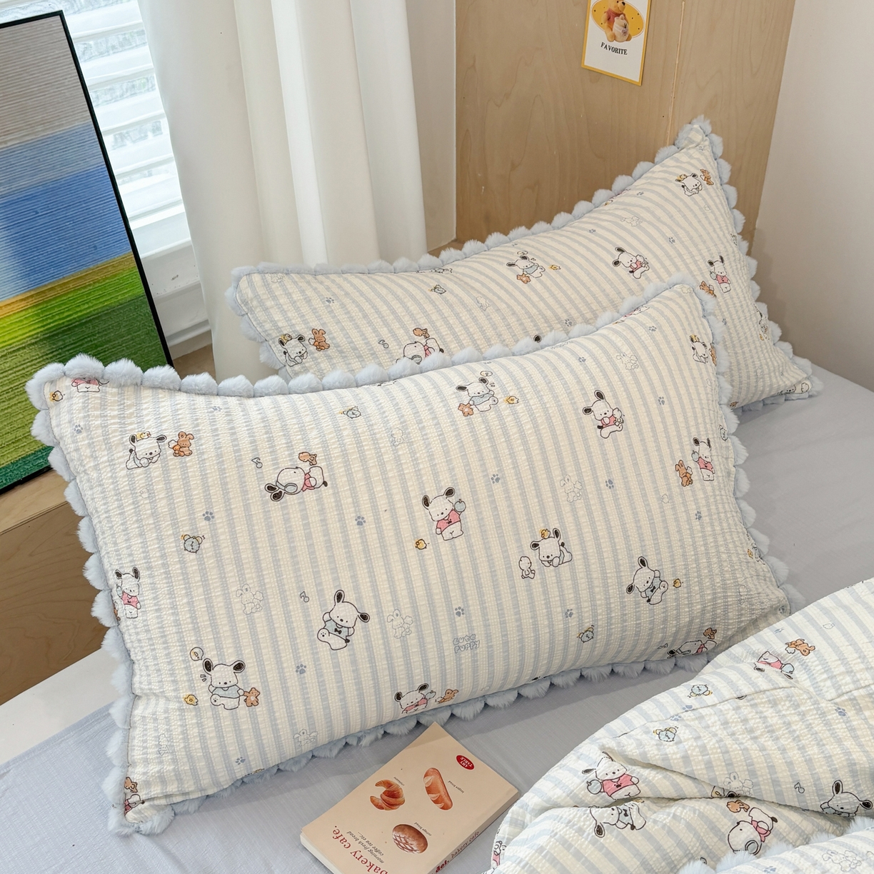 91家纺网 家纺一手货源 找家纺 N先生+V 13814689556 发大图/买家秀 2026新款A类毛球花边泡芙纱四件套 欢乐帕恰