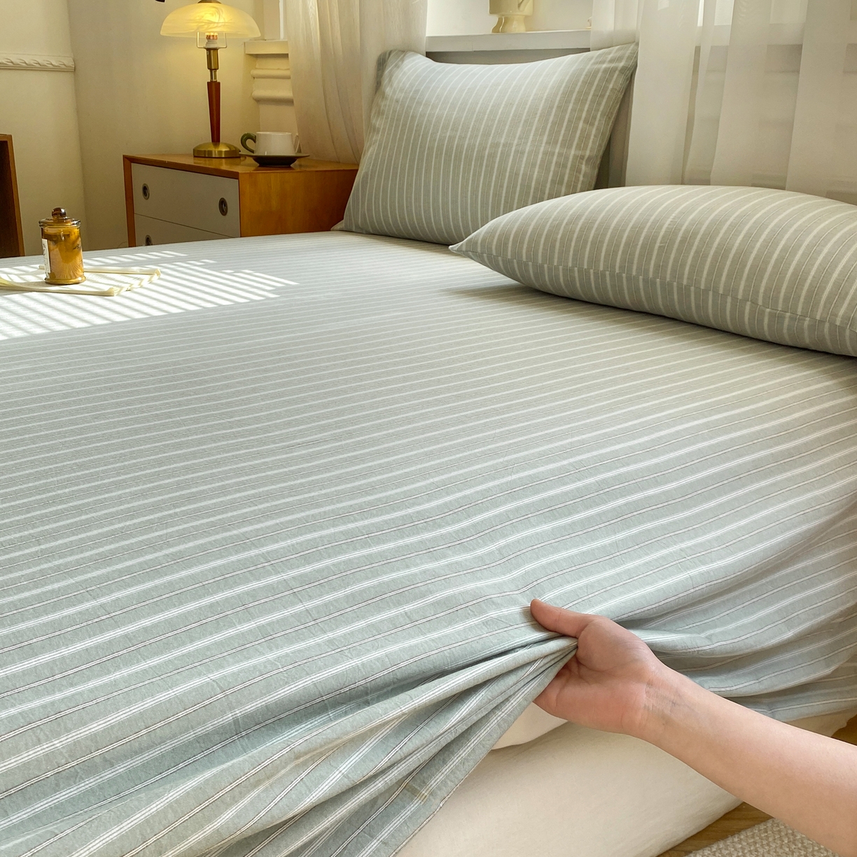 91家纺网 家纺一手货源 找家纺 恋人优选 2026新款全棉纯棉色织床单单床单床单单件 简希绿条