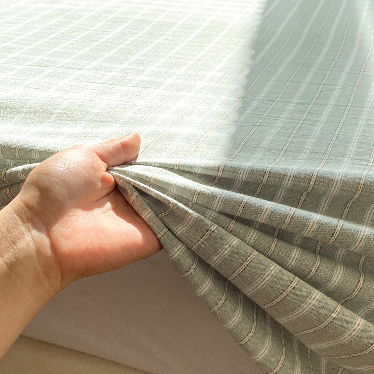 91家纺网 家纺一手货源 找家纺 恋人优选 2026新款全棉纯棉色织床单单床单床单单件 简希绿条