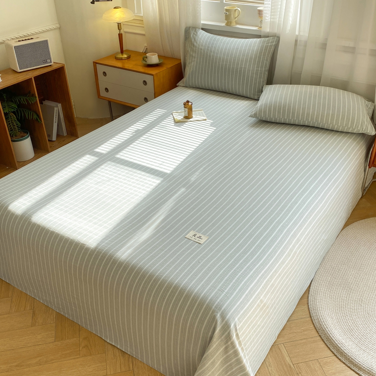 91家纺网 家纺一手货源 找家纺 恋人优选 2026新款全棉纯棉色织床单单床单床单单件 简希绿条