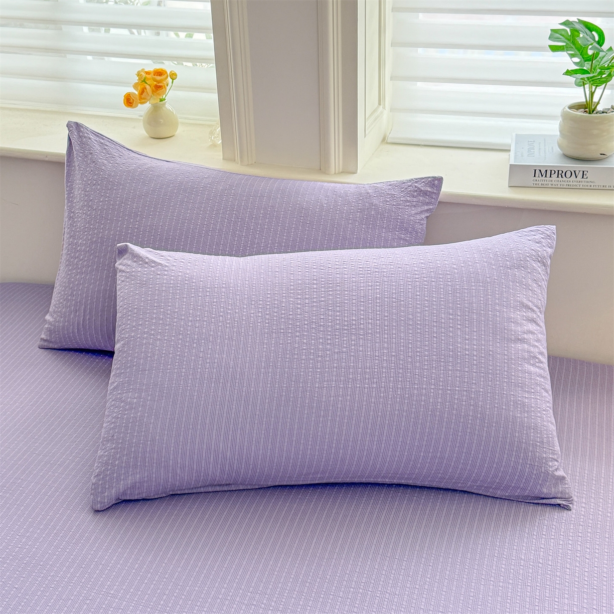 91家纺网 家纺一手货源 找家纺 优眠坊 2026春夏新款泡芙纱印花单床笠 床笠单件 西梅紫-单层