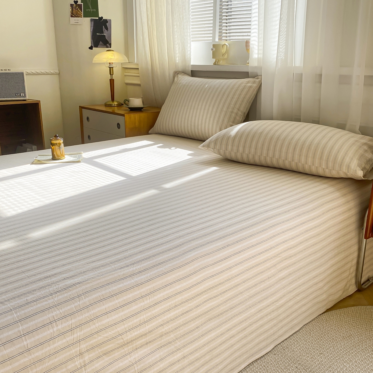 91家纺网 家纺一手货源 找家纺 恋人优选 2026新款全棉纯棉色织床单单床单床单单件 简希米条