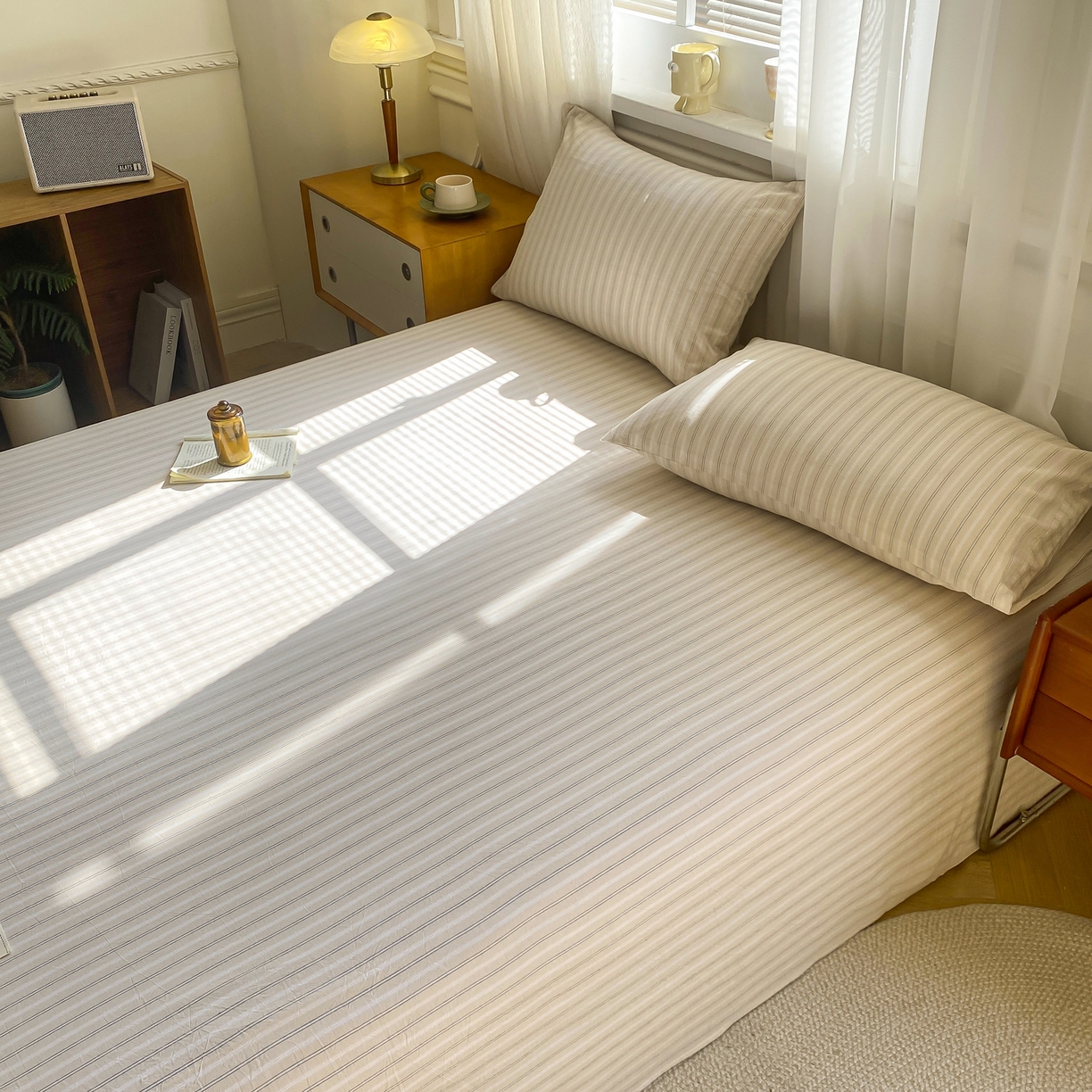 91家纺网 家纺一手货源 找家纺 恋人优选 2026新款全棉纯棉色织床单单床单床单单件 简希米条