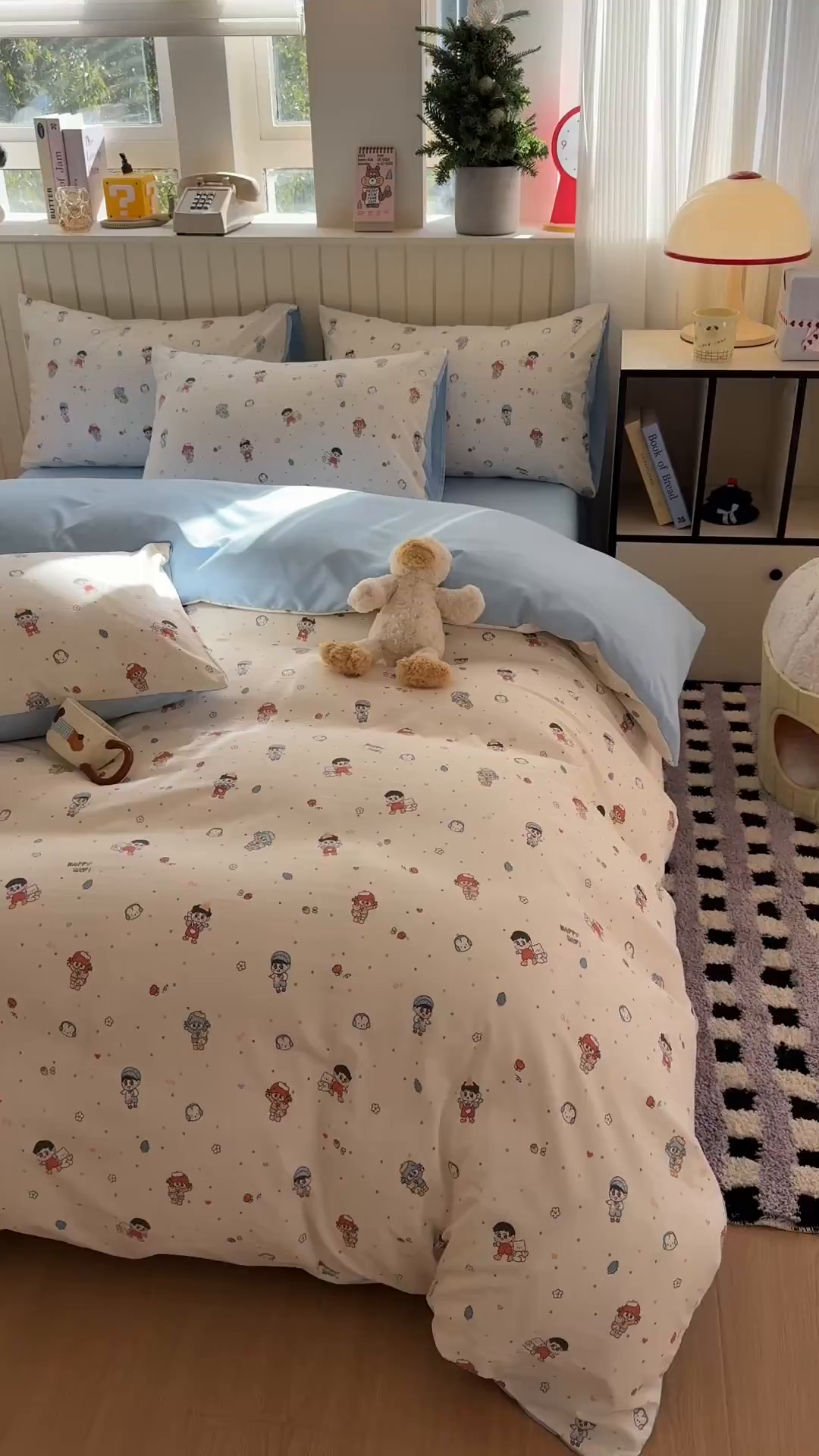 91家纺网 家纺一手货源 找家纺 鑫佳居 2026新款古法仿棉小清新印花四件套 童趣甜日