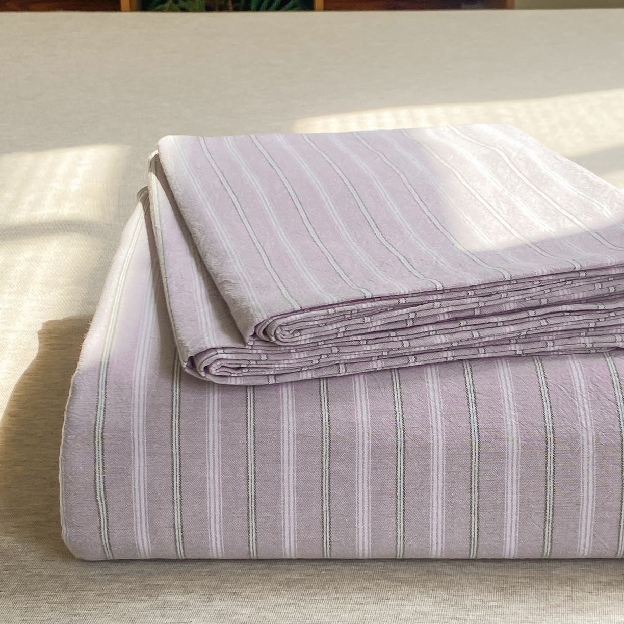 91家纺网 家纺一手货源 找家纺 恋人优选 2026新款全棉纯棉色织床单单床单床单单件 简希紫条