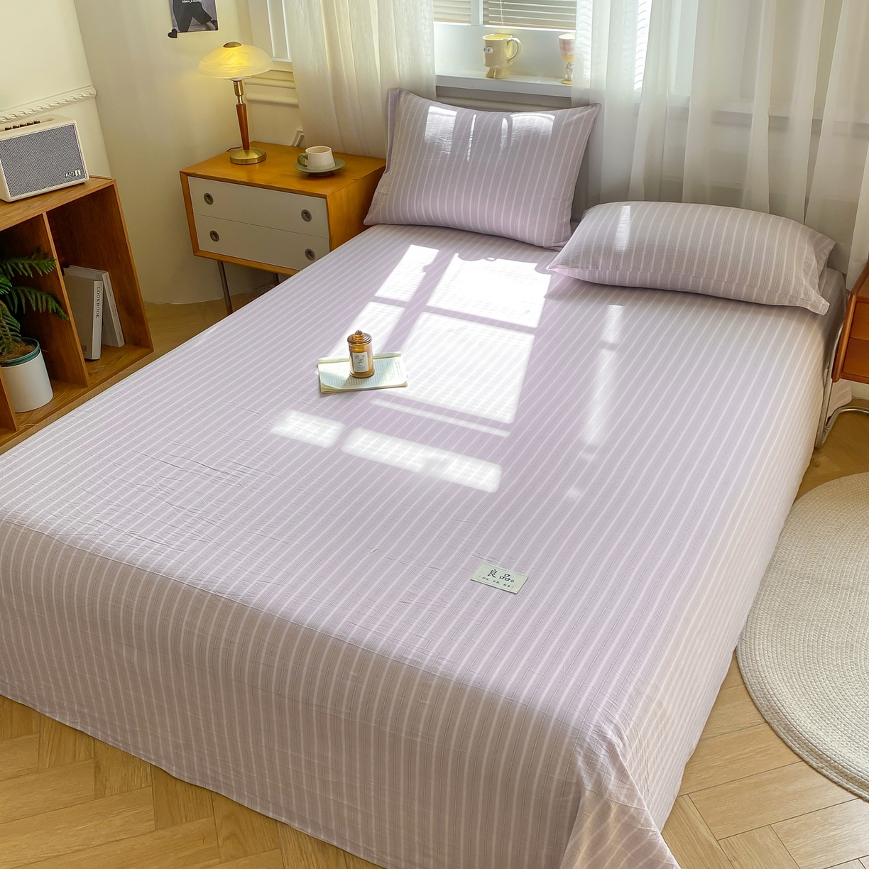 91家纺网 家纺一手货源 找家纺 恋人优选 2026新款全棉纯棉色织床单单床单床单单件 简希紫条