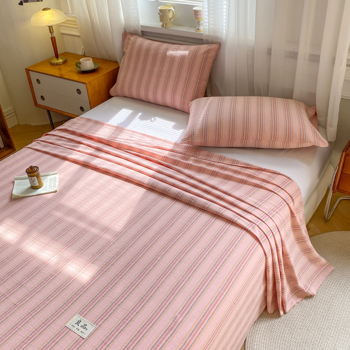 91家纺网 家纺一手货源 找家纺 恋人优选 2026新款全棉纯棉色织床单单床单床单单件 娇韵粉