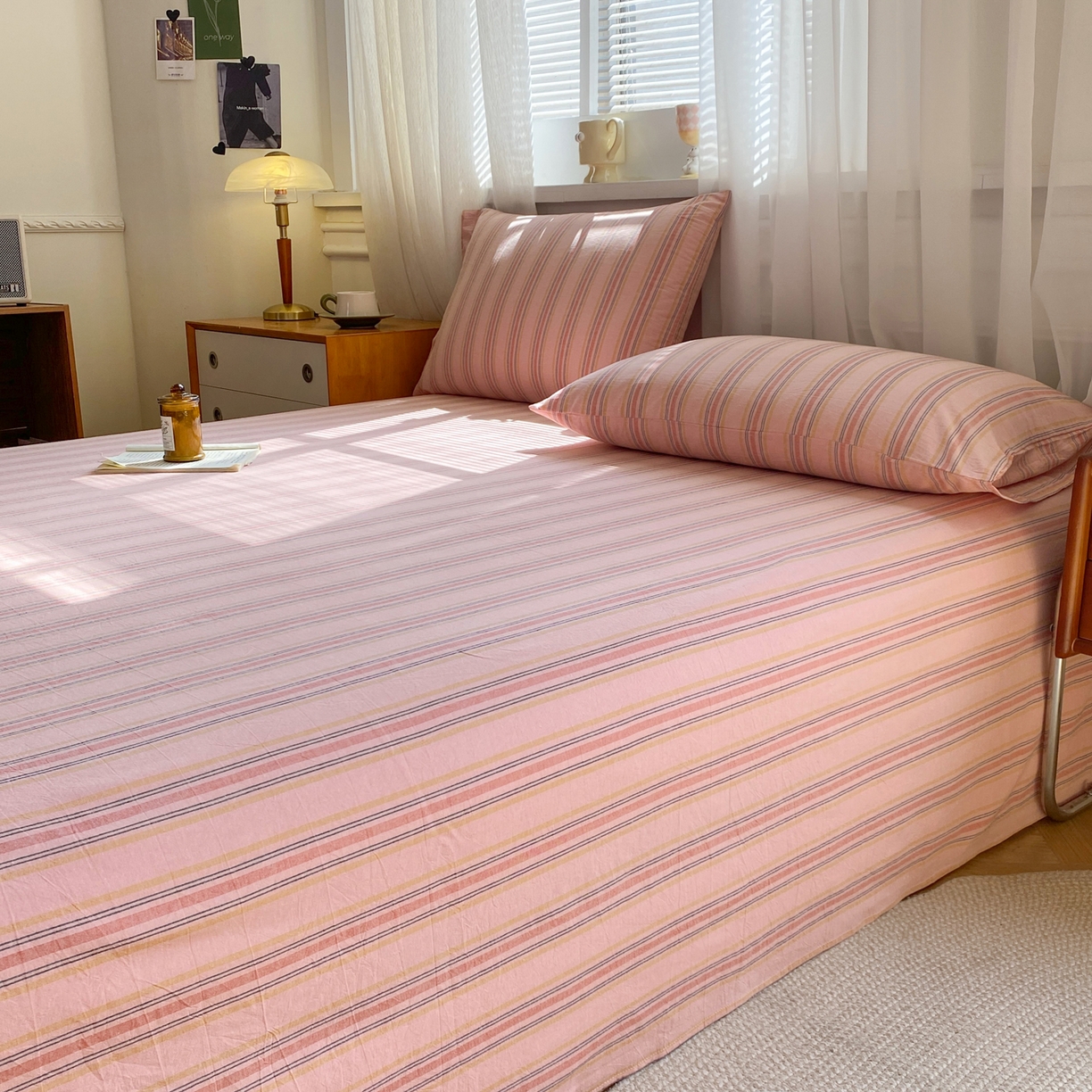 91家纺网 家纺一手货源 找家纺 恋人优选 2026新款全棉纯棉色织床单单床单床单单件 娇韵粉