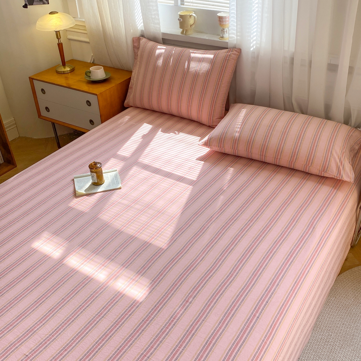 91家纺网 家纺一手货源 找家纺 恋人优选 2026新款全棉纯棉色织床单单床单床单单件 娇韵粉