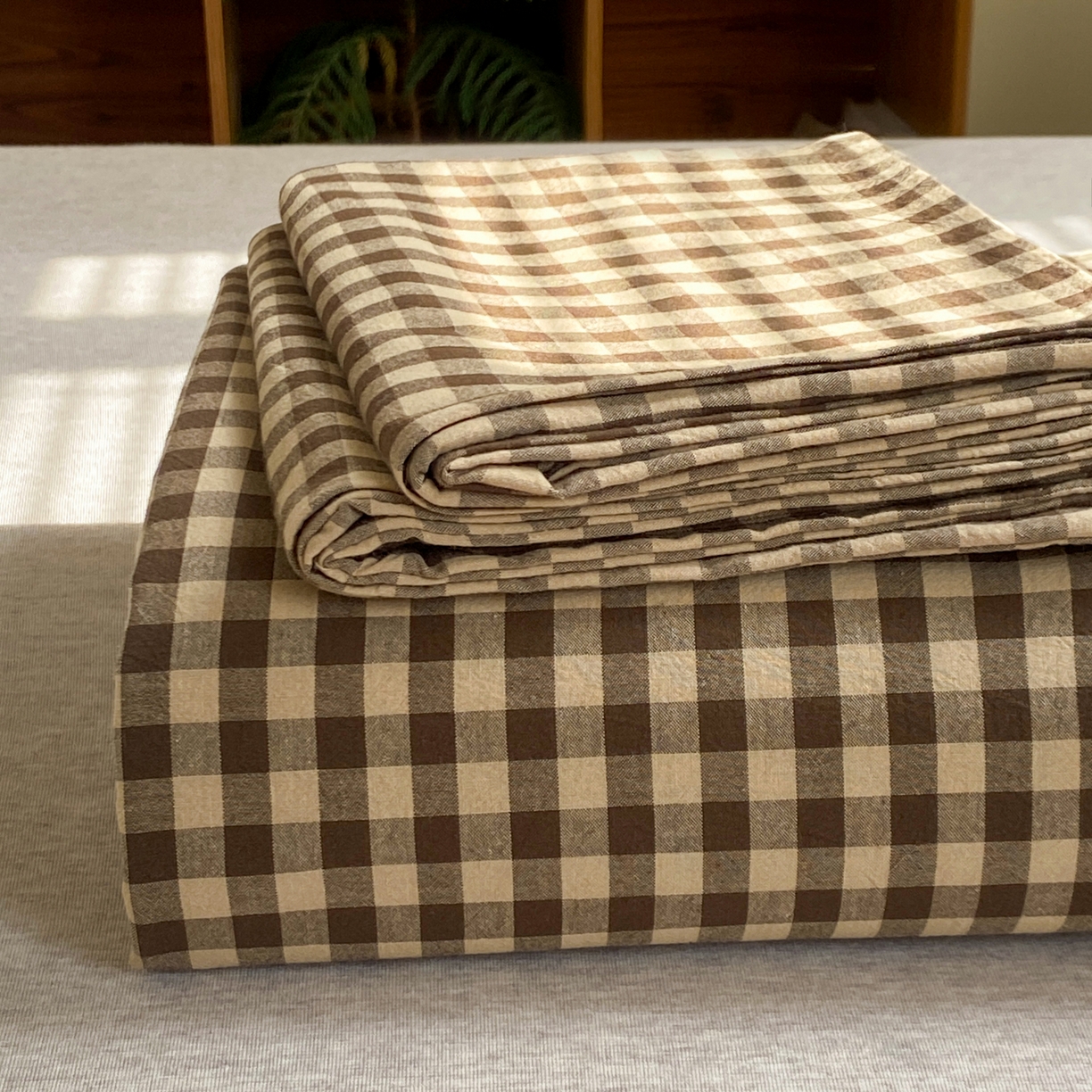 91家纺网 家纺一手货源 找家纺 恋人优选 2026新款全棉纯棉色织床单单床单床单单件 素格-咖