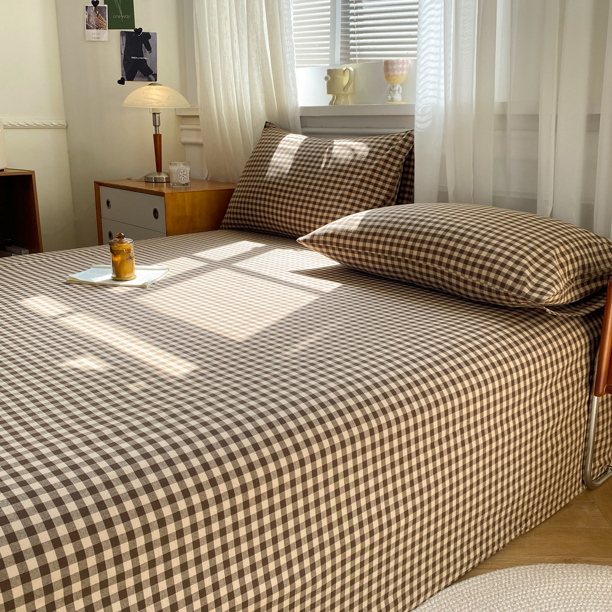 91家纺网 家纺一手货源 找家纺 恋人优选 2026新款全棉纯棉色织床单单床单床单单件 素格-咖