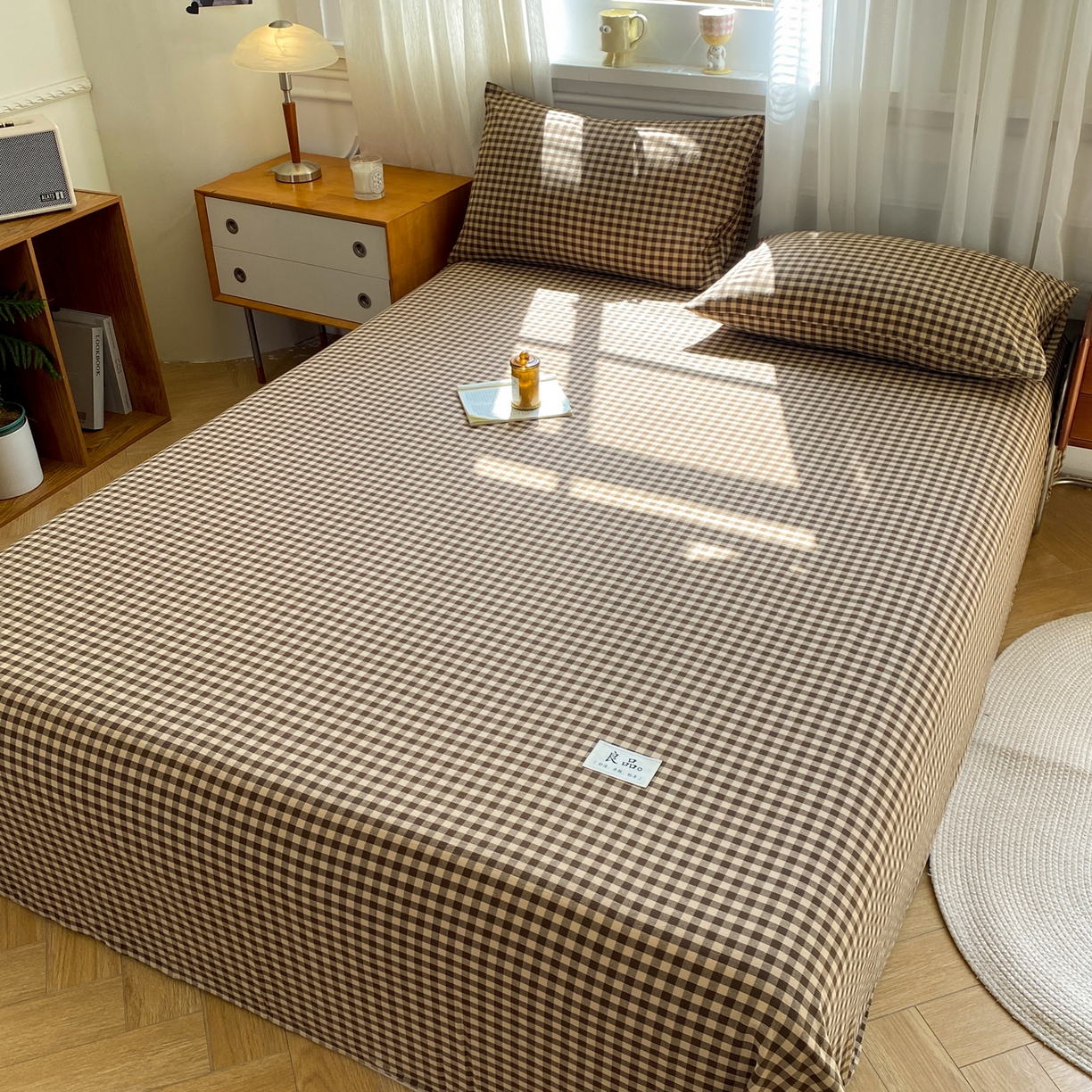 91家纺网 家纺一手货源 找家纺 恋人优选 2026新款全棉纯棉色织床单单床单床单单件 素格-咖