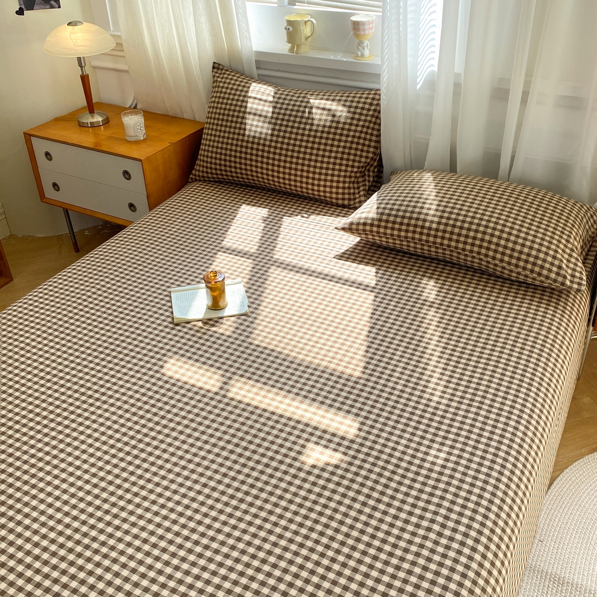 91家纺网 家纺一手货源 找家纺 恋人优选 2026新款全棉纯棉色织床单单床单床单单件 素格-咖