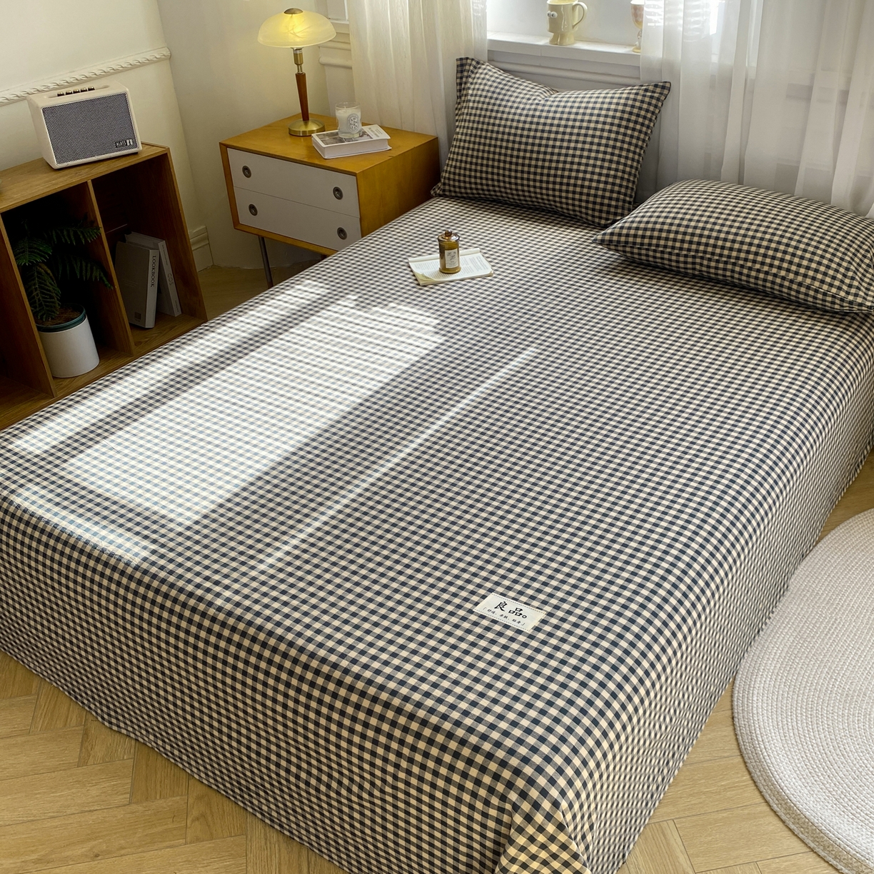 91家纺网 家纺一手货源 找家纺 恋人优选 2026新款全棉纯棉色织床单单床单床单单件 素格-绿