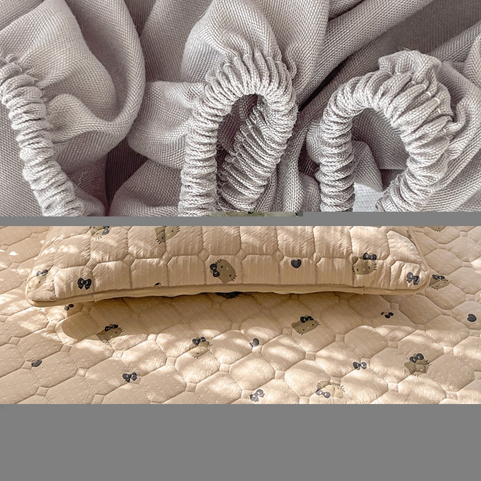 91家纺网 家纺一手货源 找家纺 小桃姐家纺 2026新款泡芙夹棉单床笠床笠单件 奶咖Kitty