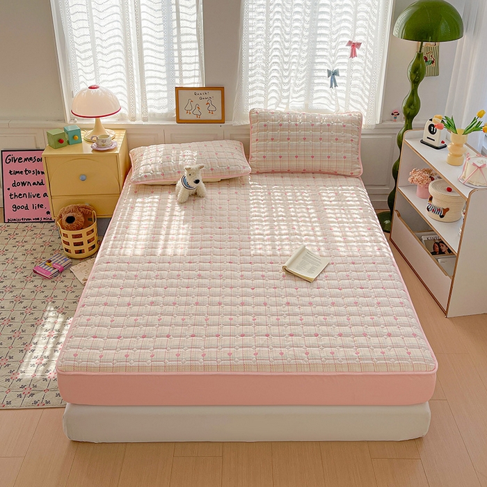 91家纺网 家纺一手货源 找家纺 小桃姐家纺 2026新款泡芙夹棉单床笠床笠单件 甜心波浪格