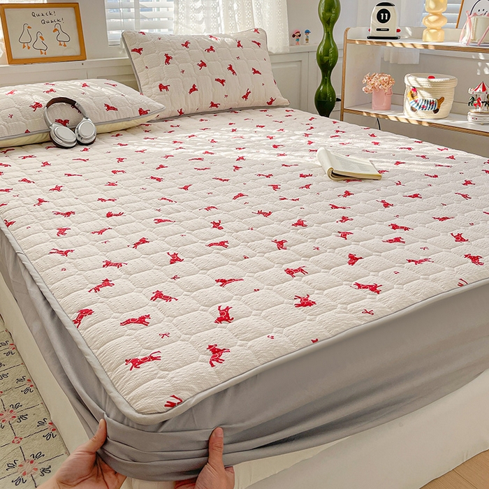 小桃姐家纺 2026新款泡芙夹棉单床笠床笠单件 鸿运小马