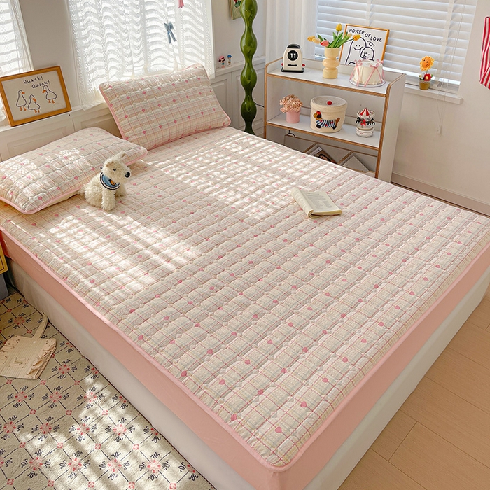 91家纺网 家纺一手货源 找家纺 小桃姐家纺 2026新款泡芙夹棉单床笠床笠单件 甜心波浪格