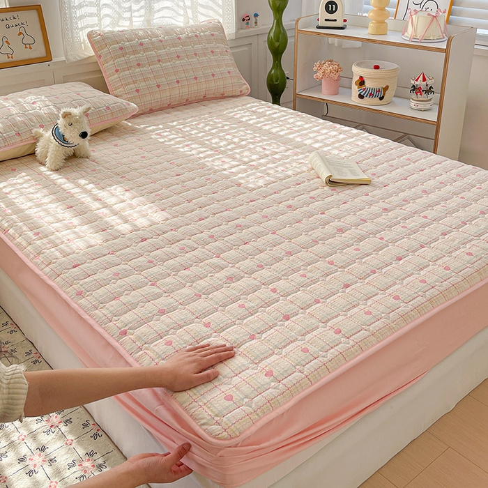 91家纺网 家纺一手货源 找家纺 小桃姐家纺 2026新款泡芙夹棉单床笠床笠单件 甜心波浪格