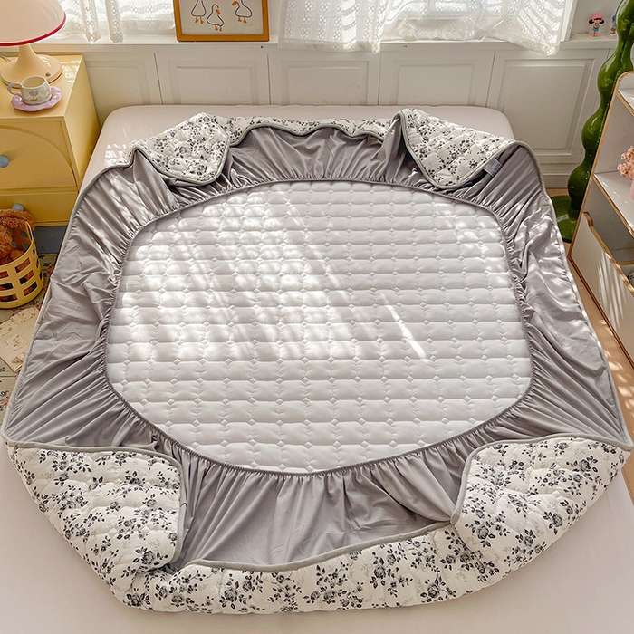 91家纺网 家纺一手货源 找家纺 小桃姐家纺 2026新款泡芙夹棉单床笠床笠单件 墨影蔷薇