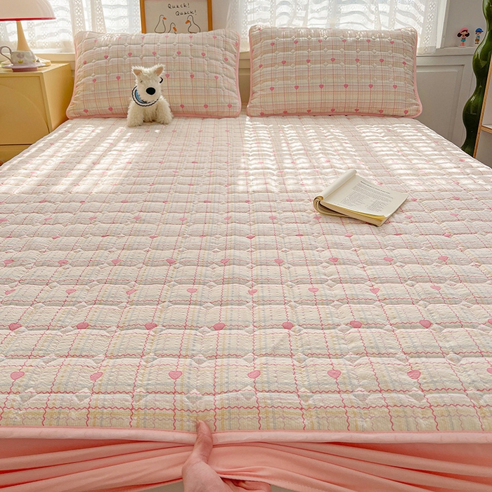 91家纺网 家纺一手货源 找家纺 小桃姐家纺 2026新款泡芙夹棉单床笠床笠单件 甜心波浪格