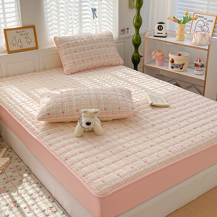 91家纺网 家纺一手货源 找家纺 小桃姐家纺 2026新款泡芙夹棉单床笠床笠单件 甜心波浪格