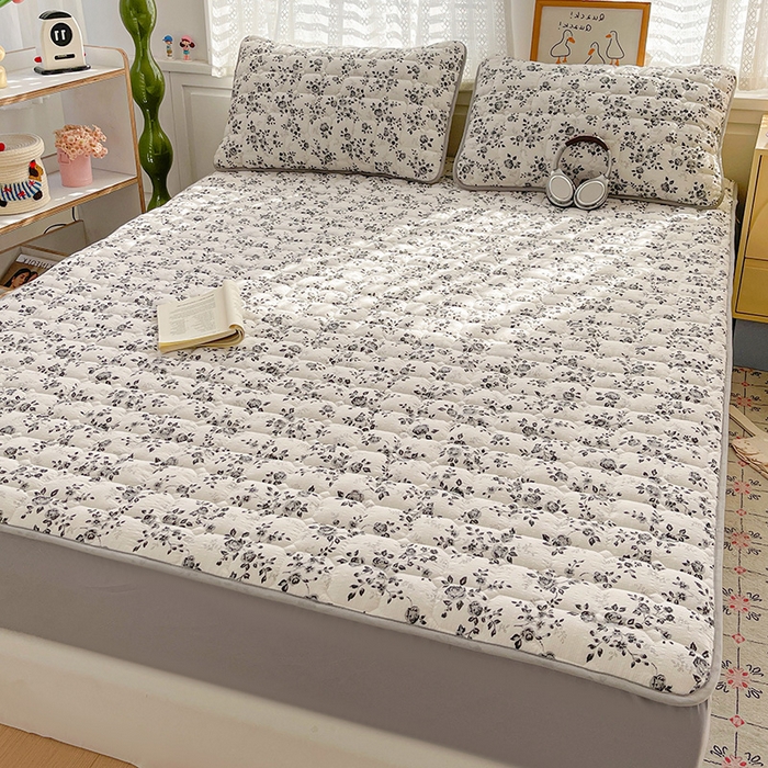 91家纺网 家纺一手货源 找家纺 小桃姐家纺 2026新款泡芙夹棉单床笠床笠单件 墨影蔷薇