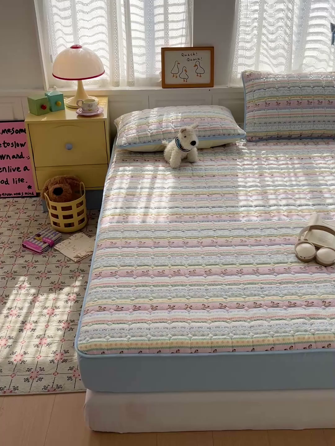 91家纺网 家纺一手货源 找家纺 小桃姐家纺 2026新款泡芙夹棉单床笠床笠单件 费尔岛小马驹