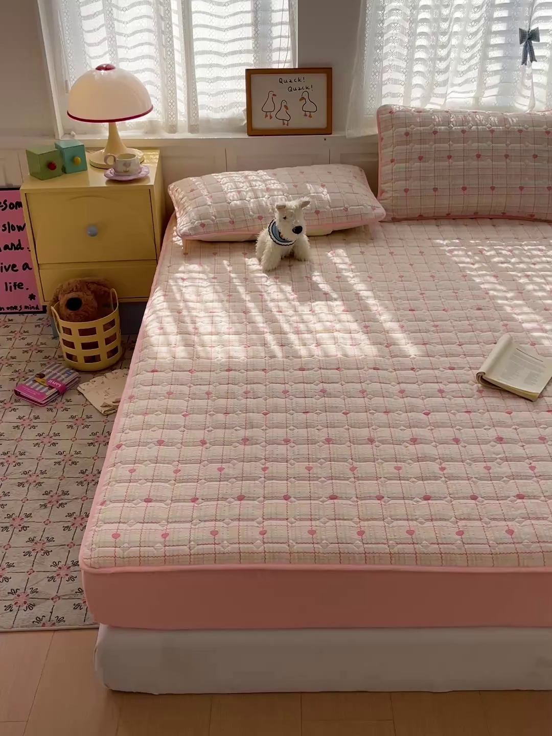 91家纺网 家纺一手货源 找家纺 小桃姐家纺 2026新款泡芙夹棉单床笠床笠单件 甜心波浪格