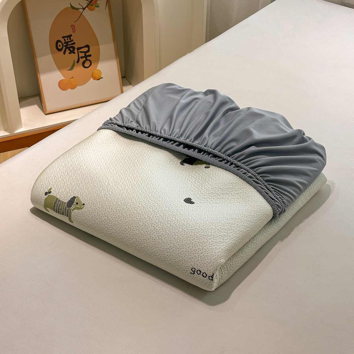 91家纺网 家纺一手货源 找家纺 （总）织雅漫 2026春夏新款卡通乙纶冰豆豆凉席席子-床笠款