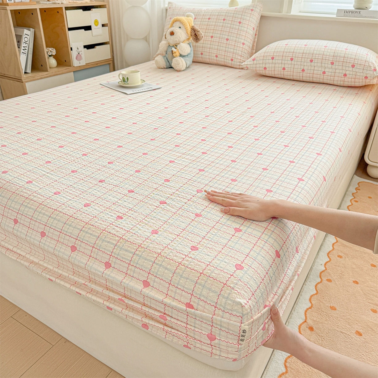 91家纺网 家纺一手货源 找家纺 （总）优眠坊 2026春夏新款泡芙纱印花单床笠 床笠单件