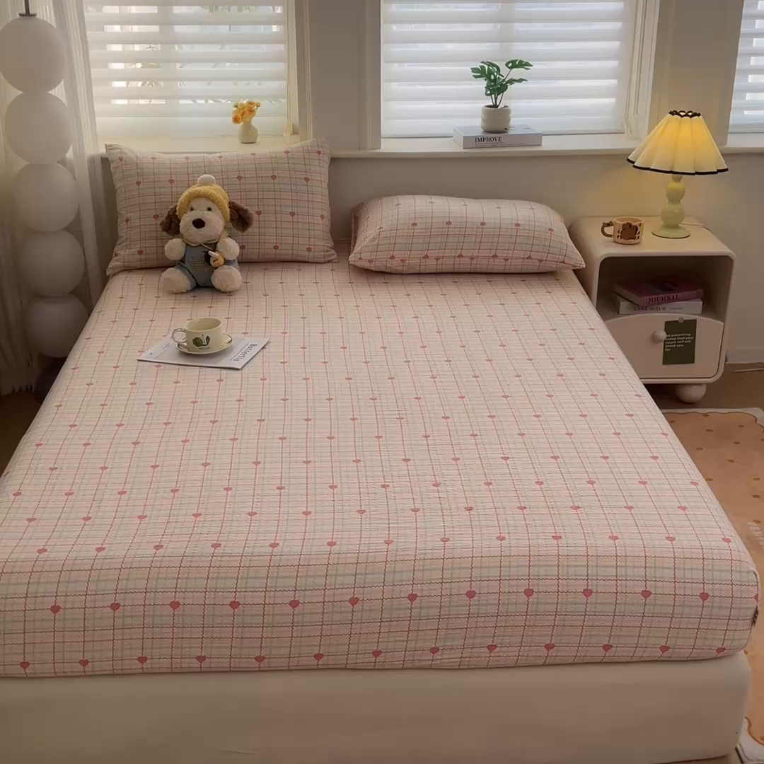 91家纺网 家纺一手货源 找家纺 （总）优眠坊 2026春夏新款泡芙纱印花单床笠 床笠单件