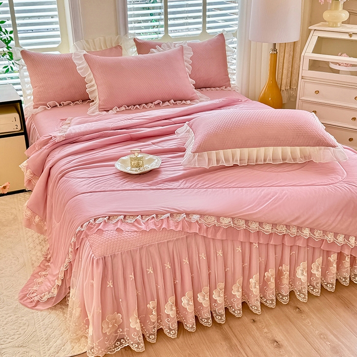 91家纺网 家纺一手货源 找家纺 （总）后庭寝室 2026新款豆豆席乳胶凉席夏被四件套-盛世花开系列