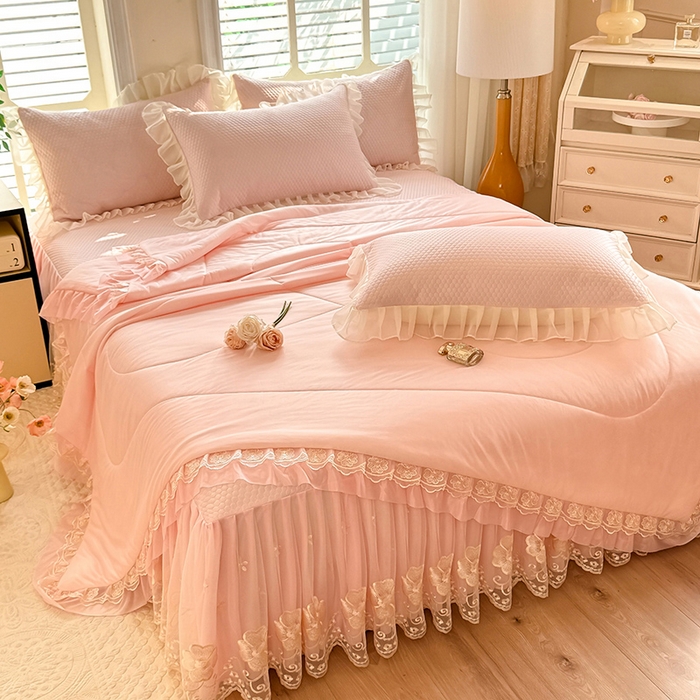 91家纺网 家纺一手货源 找家纺 （总）后庭寝室 2026新款豆豆席乳胶凉席夏被四件套-盛世花开系列