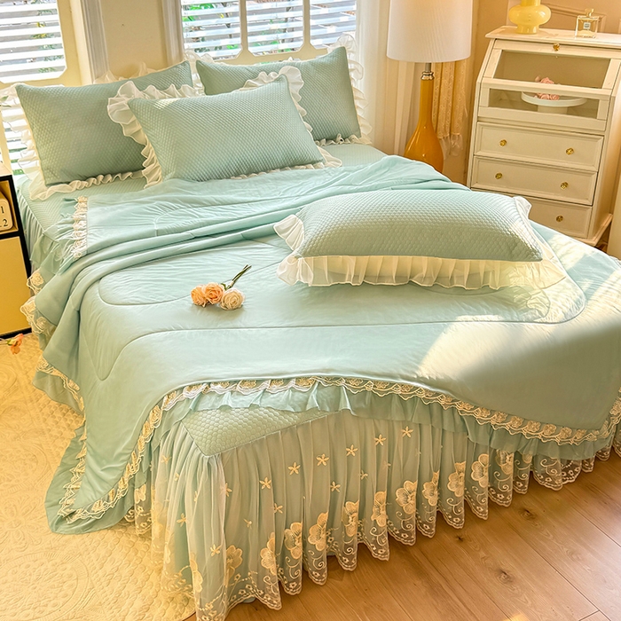 91家纺网 家纺一手货源 找家纺 （总）后庭寝室 2026新款豆豆席乳胶凉席夏被四件套-盛世花开系列