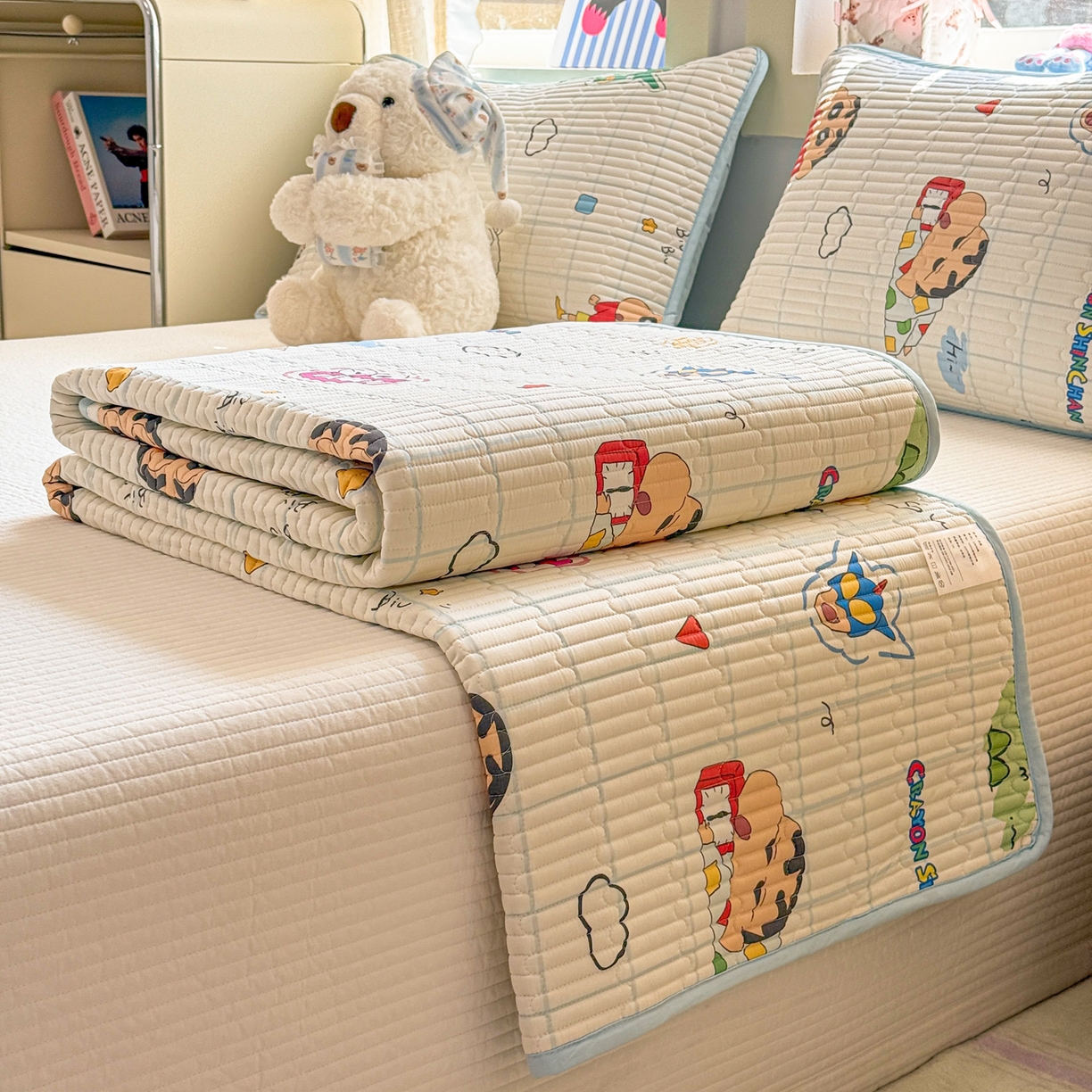 雅萱家纺 2026新款A面全棉卡通印花蜡笔小新单床盖床盖单件床盖三件套 元气小新