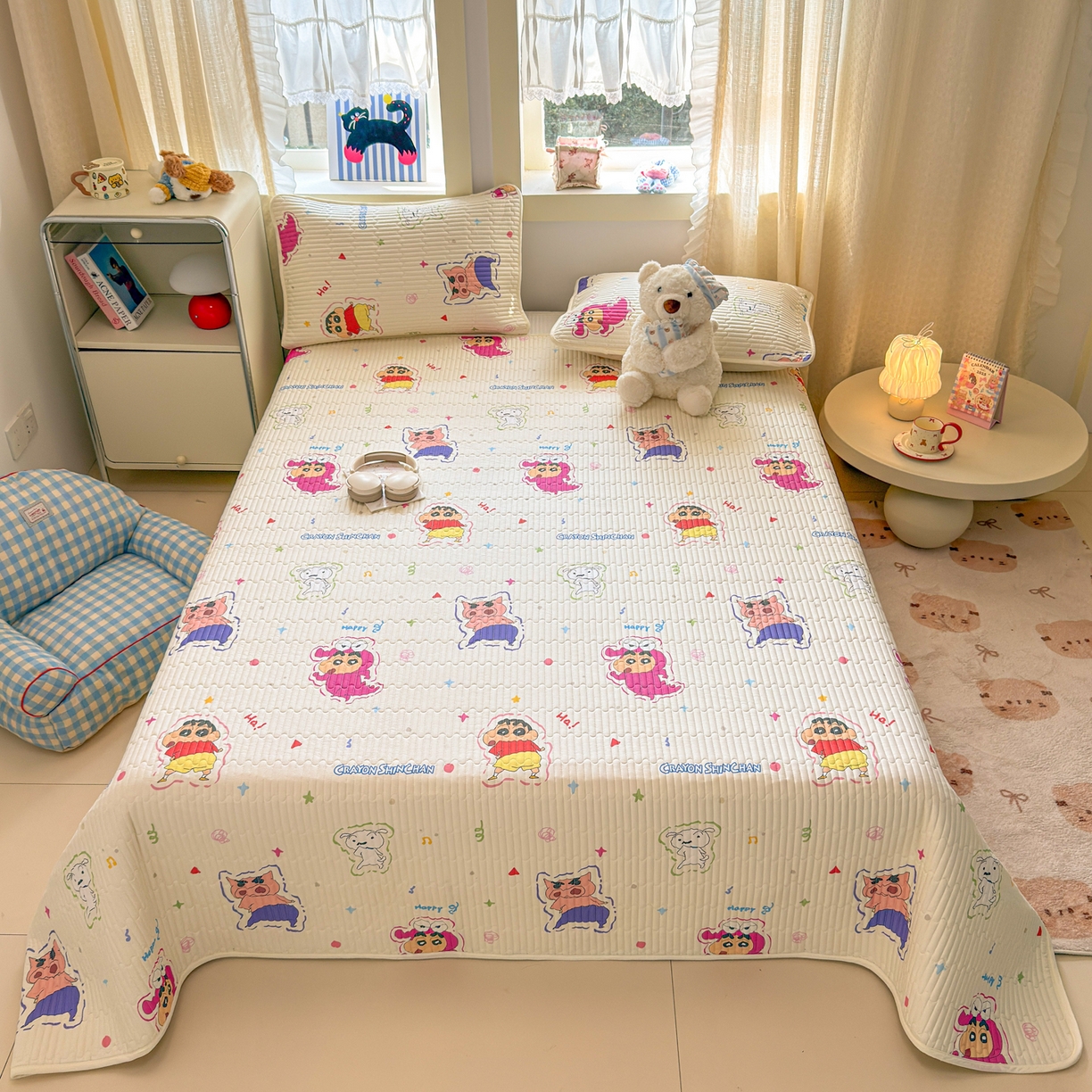 91家纺网 家纺一手货源 找家纺 （总）雅萱家纺 2026新款A面全棉卡通印花蜡笔小新单床盖床盖单件床盖三件套