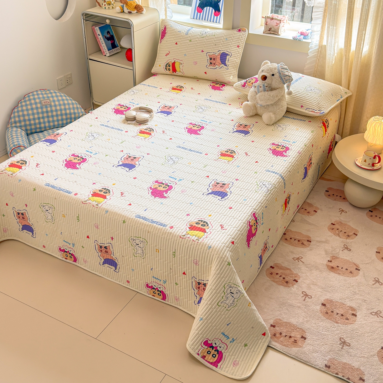 91家纺网 家纺一手货源 找家纺 （总）雅萱家纺 2026新款A面全棉卡通印花蜡笔小新单床盖床盖单件床盖三件套