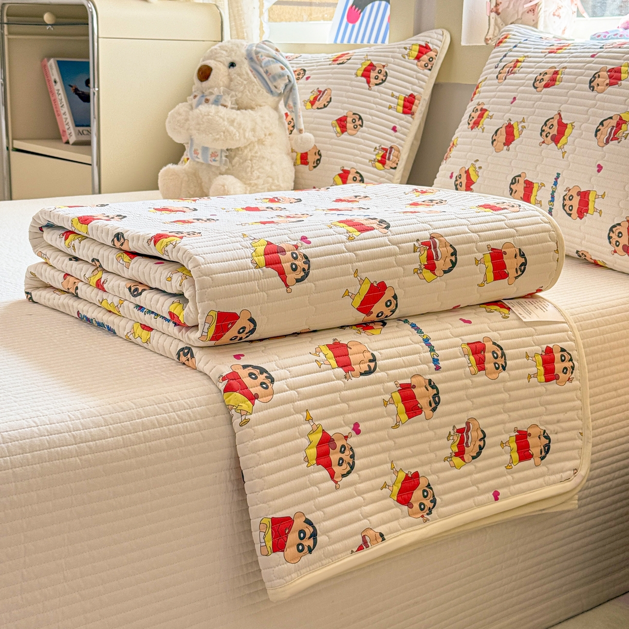 雅萱家纺 2026新款A面全棉卡通印花蜡笔小新单床盖床盖单件床盖三件套 多变小新