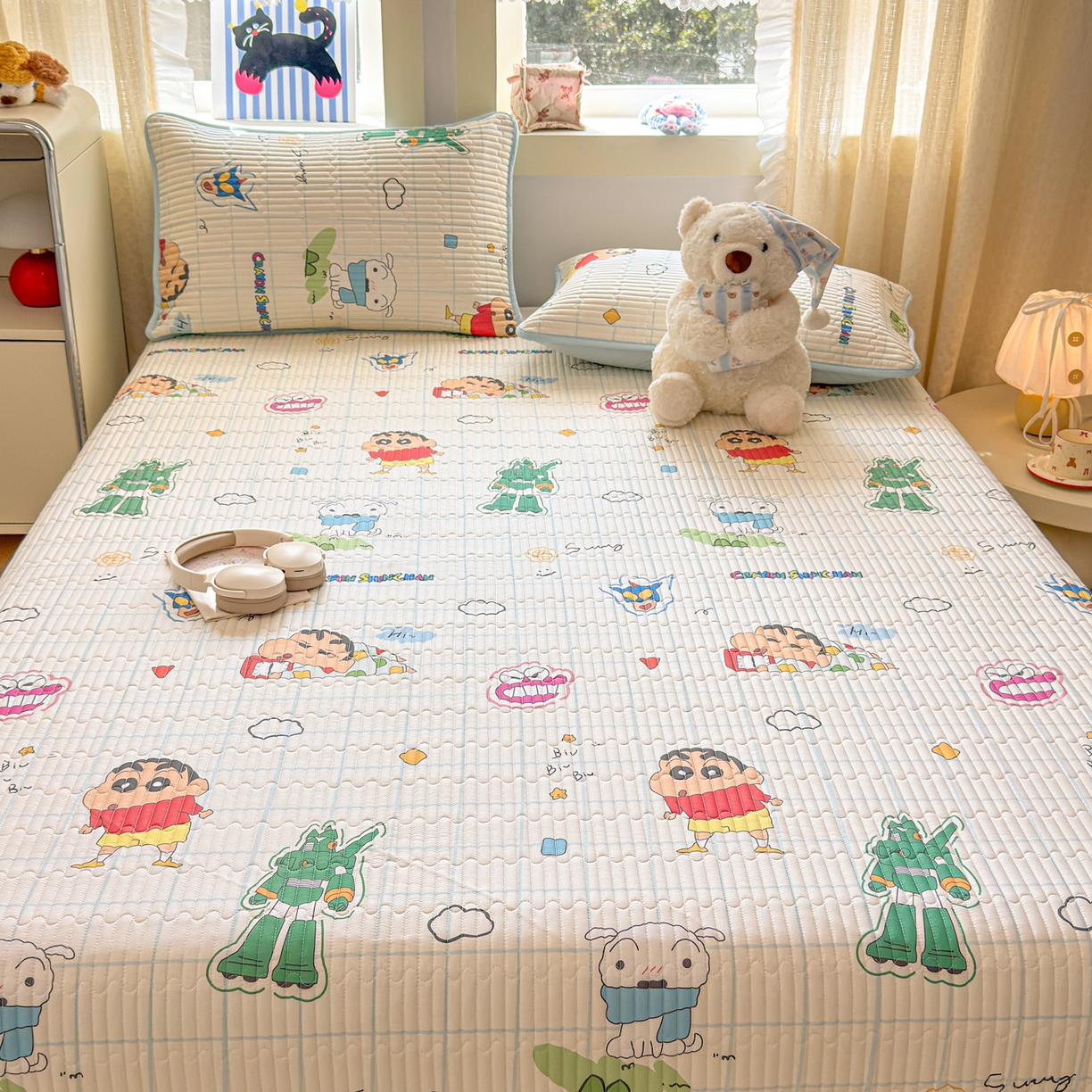 91家纺网 家纺一手货源 找家纺 雅萱家纺 2026新款A面全棉卡通印花蜡笔小新单床盖床盖单件床盖三件套 元气小新