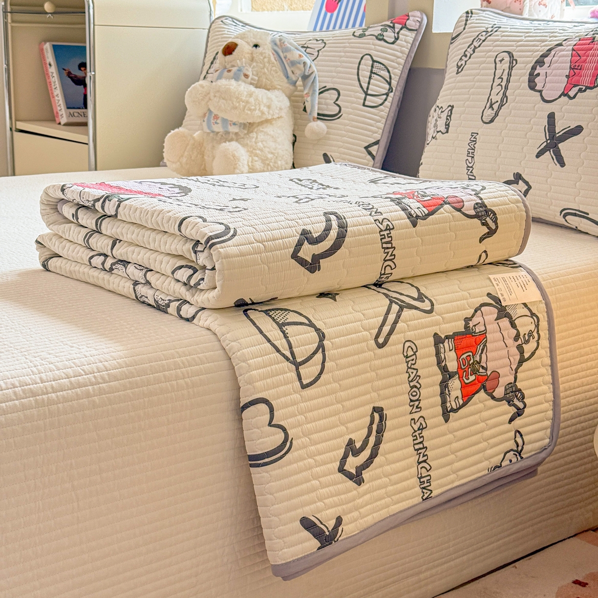 雅萱家纺 2026新款A面全棉卡通印花蜡笔小新单床盖床盖单件床盖三件套 甜酷小新