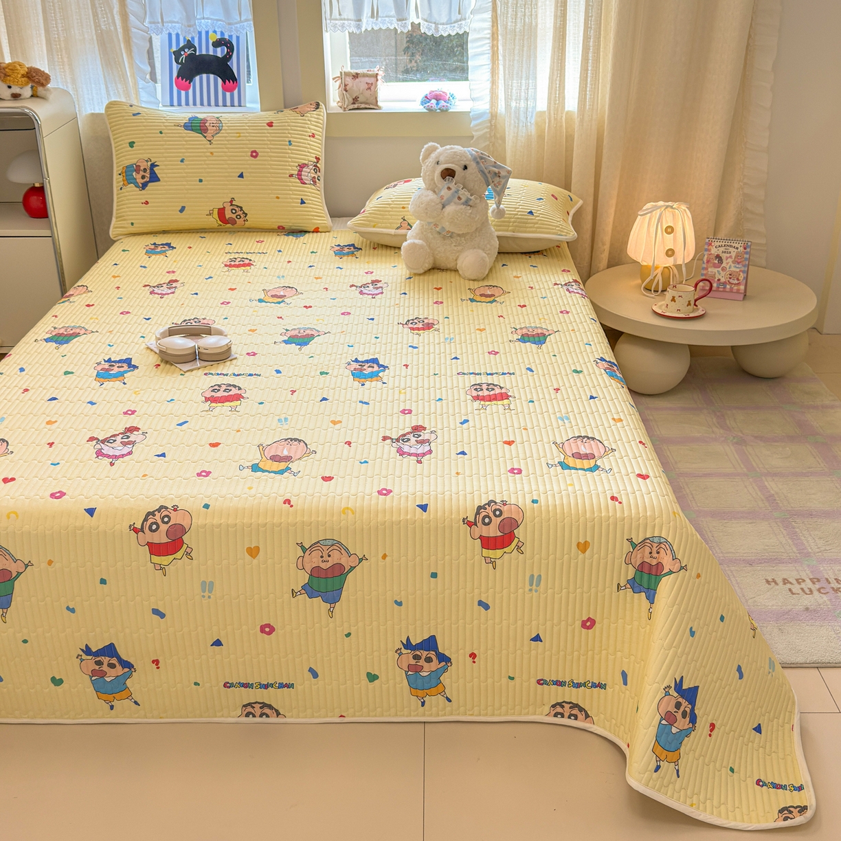 91家纺网 家纺一手货源 找家纺 雅萱家纺 2026新款A面全棉卡通印花蜡笔小新单床盖床盖单件床盖三件套 星仔生活