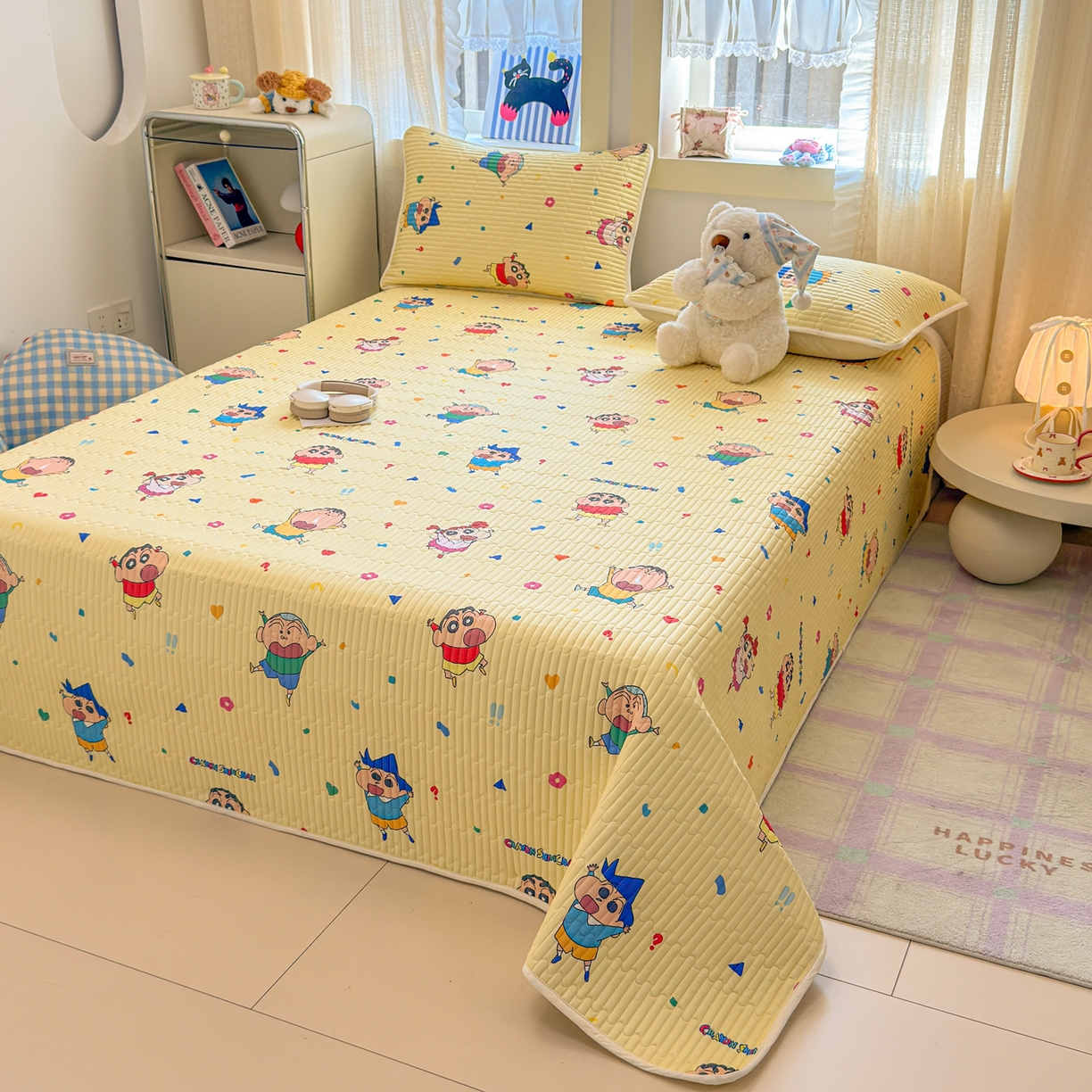 91家纺网 家纺一手货源 找家纺 雅萱家纺 2026新款A面全棉卡通印花蜡笔小新单床盖床盖单件床盖三件套 星仔生活